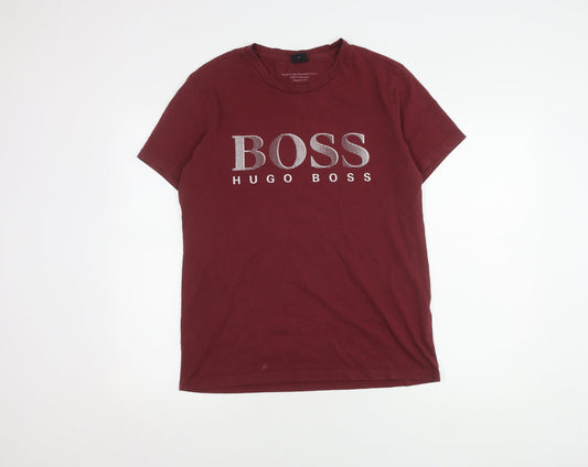 Hugo Boss Men's Red M T-Shirt, Regular Fit, Logo
