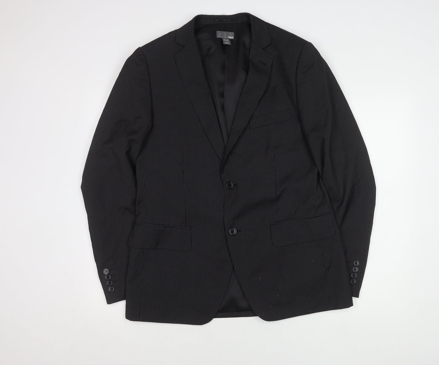 H&M Men's Black Striped Blazer, Size 42R