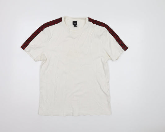 River Island Men’s Ivory T-Shirt Small Short Sleeve