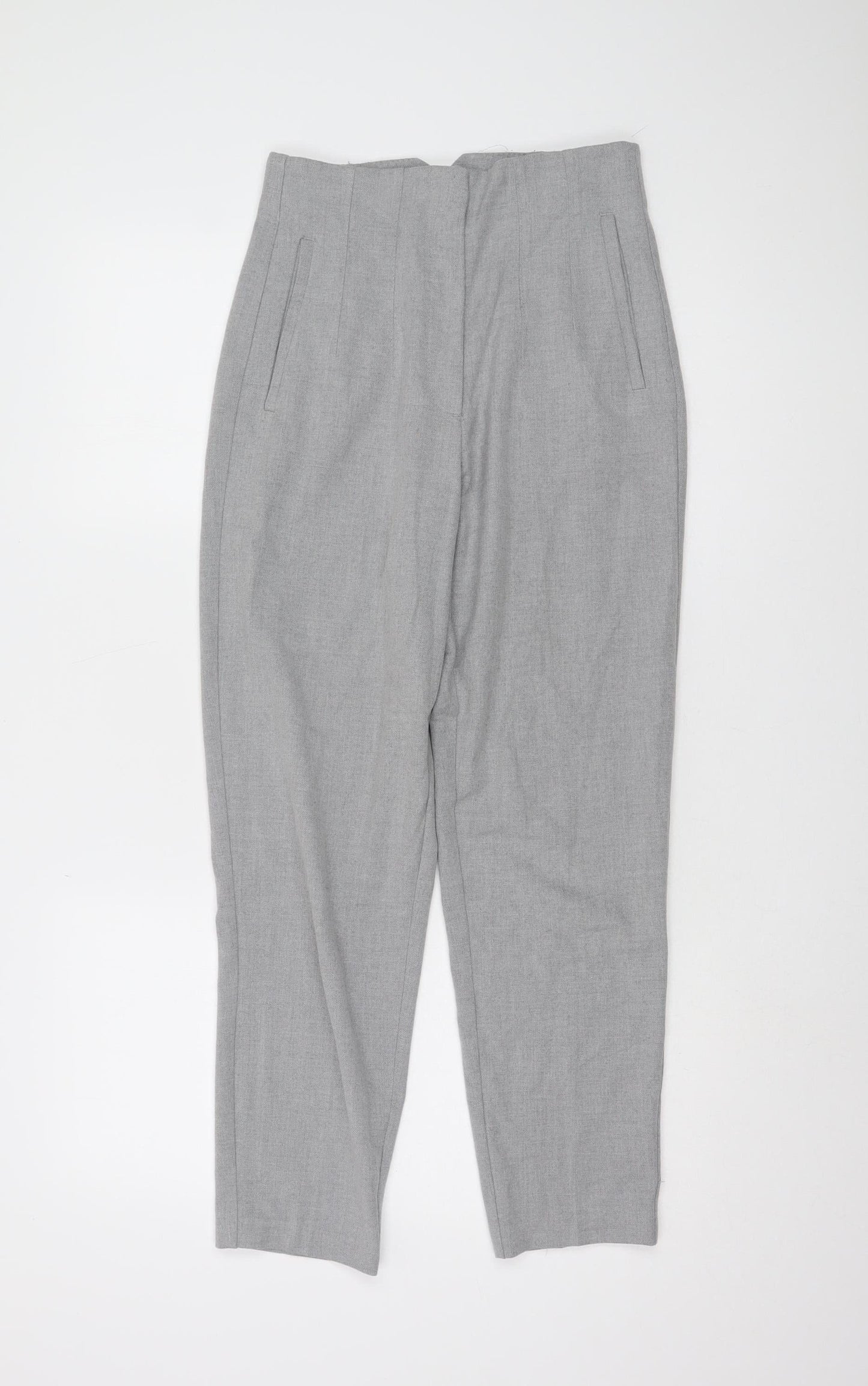 Zara Women's Grey Trousers Size S, Flat Front
