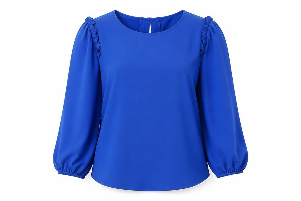 Adrianna Papell Blue Blouse, Women, Size S, Round Neck