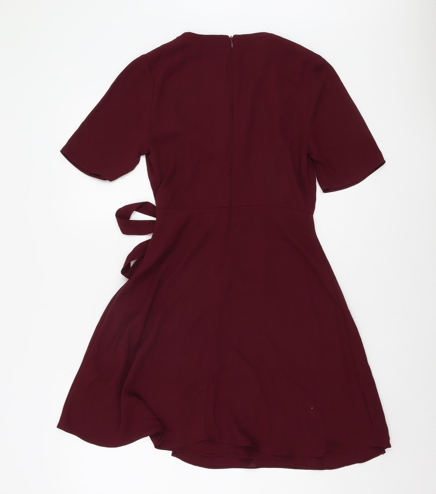 New Look Women's Red Wrap Dress Short Sleeve Size 8