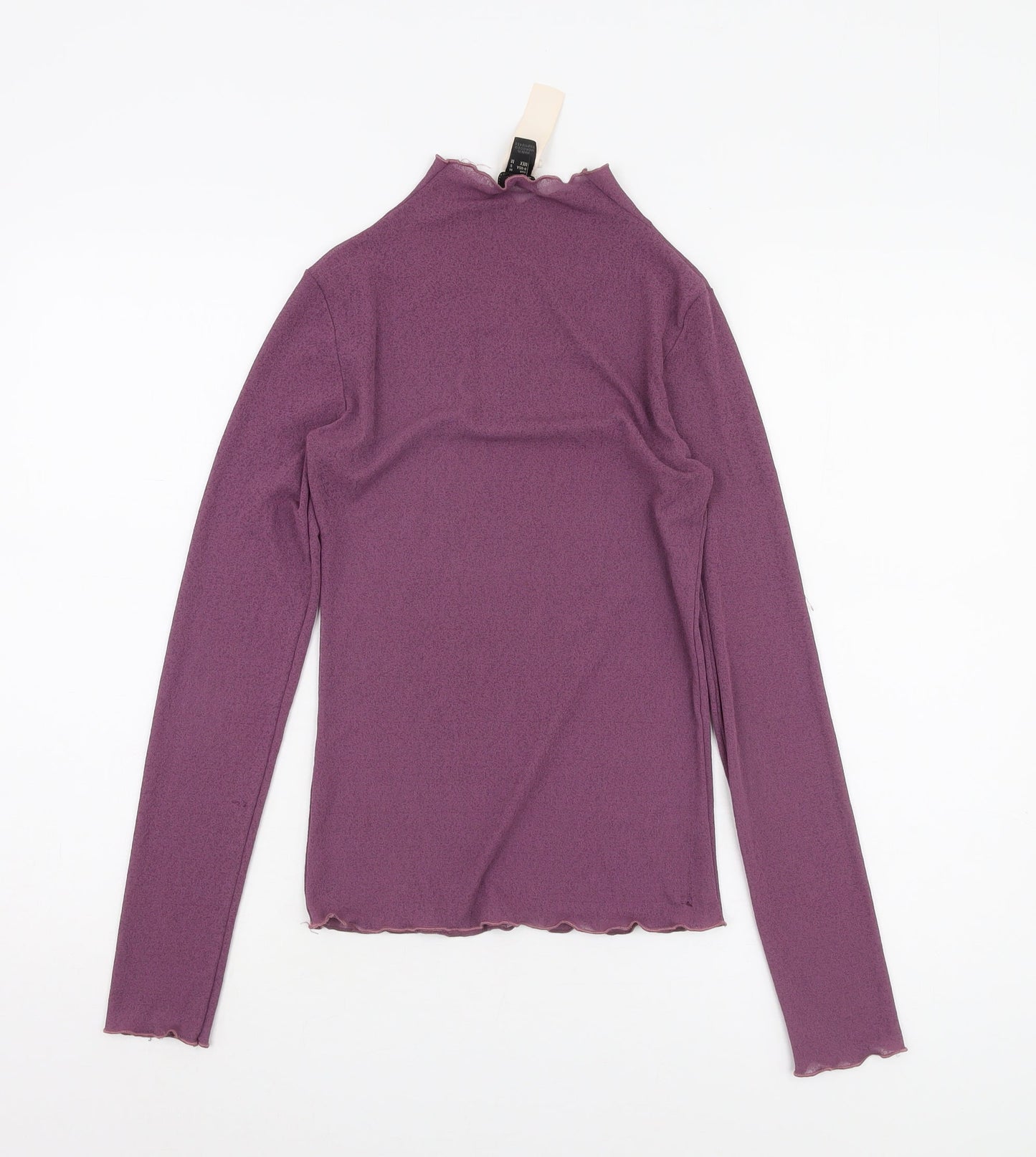 MNG Women's Purple Mock Neck Embroidered Blouse Size 10
