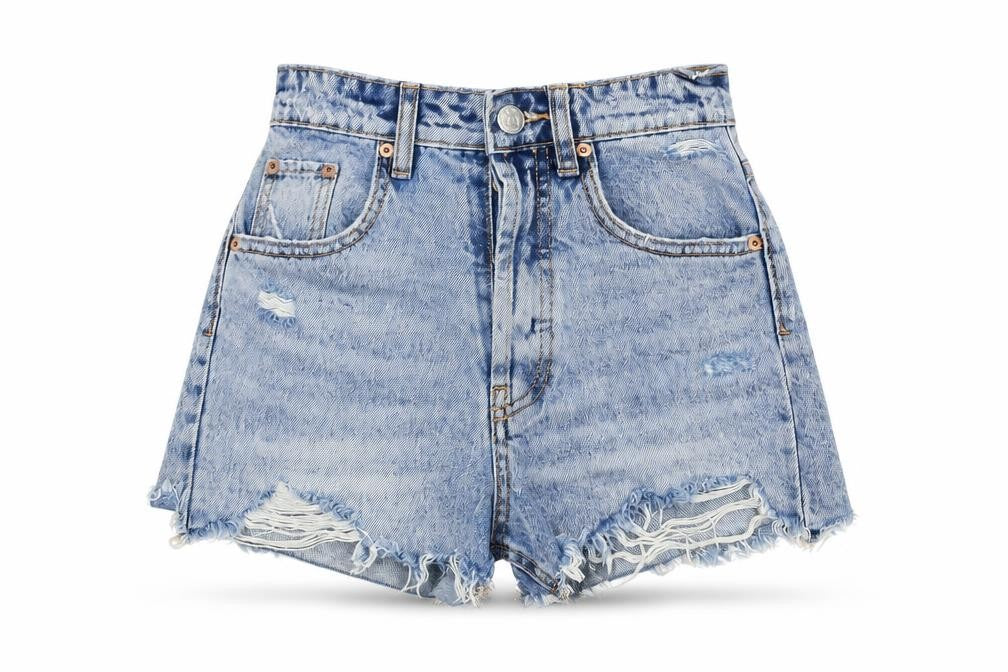 Zara Women's Blue Distressed Denim Cut-Off Shorts