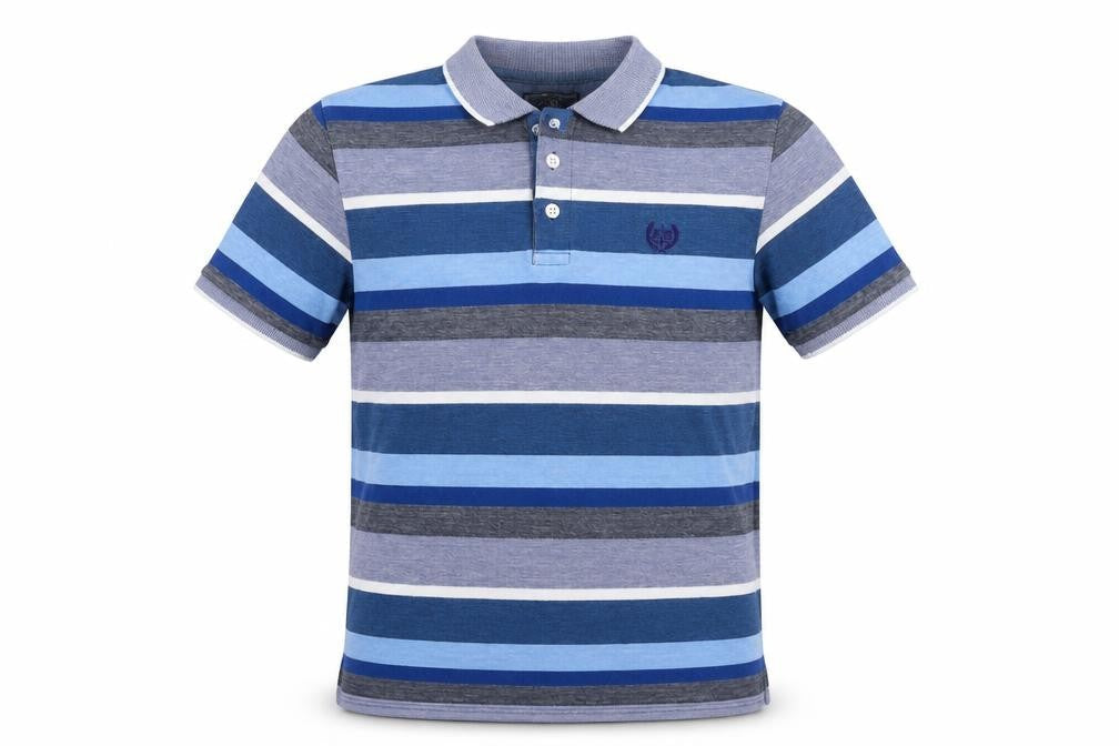 Atlantic Bay Men's Blue Striped Polo Shirt, Size S