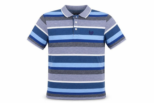 Atlantic Bay Men's Blue Striped Polo Shirt, Size S