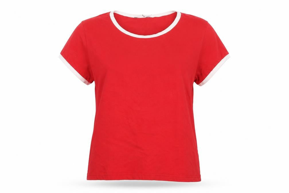 Topshop Women's Red Crew Neck Ringer T-Shirt Size 14
