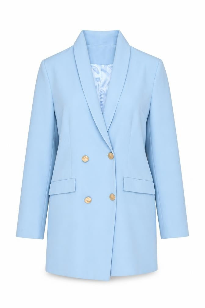 PrettyLittleThing Women's Blue Blazer UK 8 Double-Breasted