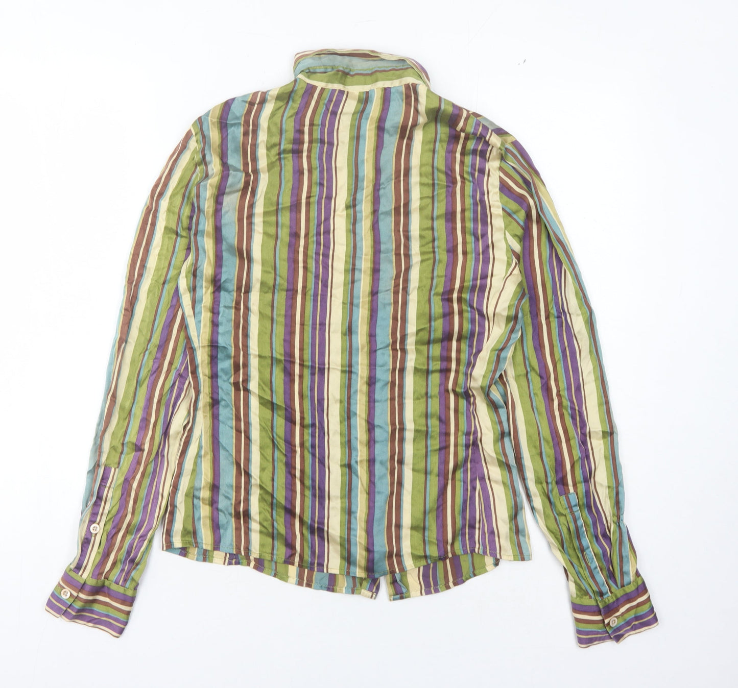 Adec Women's Multicoloured Striped Button-Up Shirt M