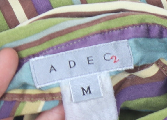 Adec Women's Multicoloured Striped Button-Up Shirt M