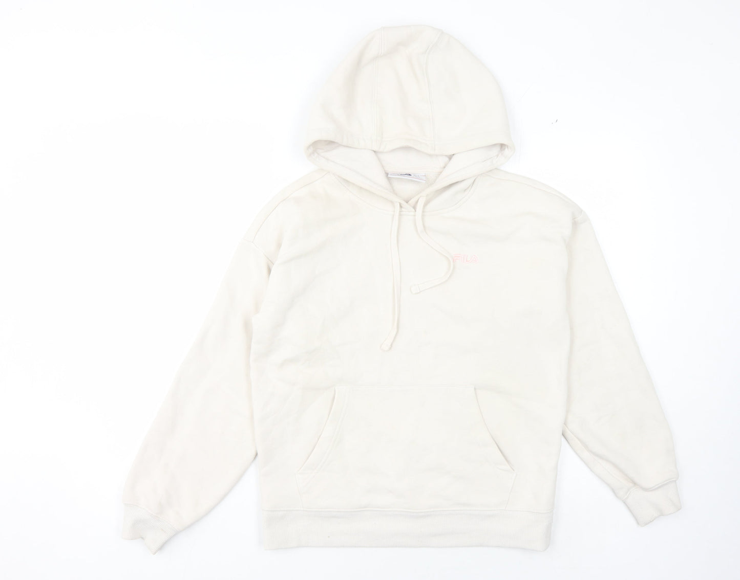 FILA Unisex Ivory Pullover Hoodie Size S - Comfy Casual Wear