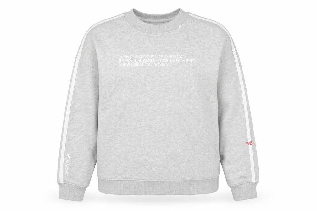 Womens UK XS Regular Calvin Klein Grey Pullover Sweatshirt