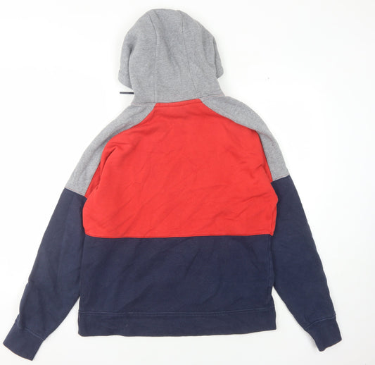Nike Men's Red, Grey & Blue Pullover Hoodie M