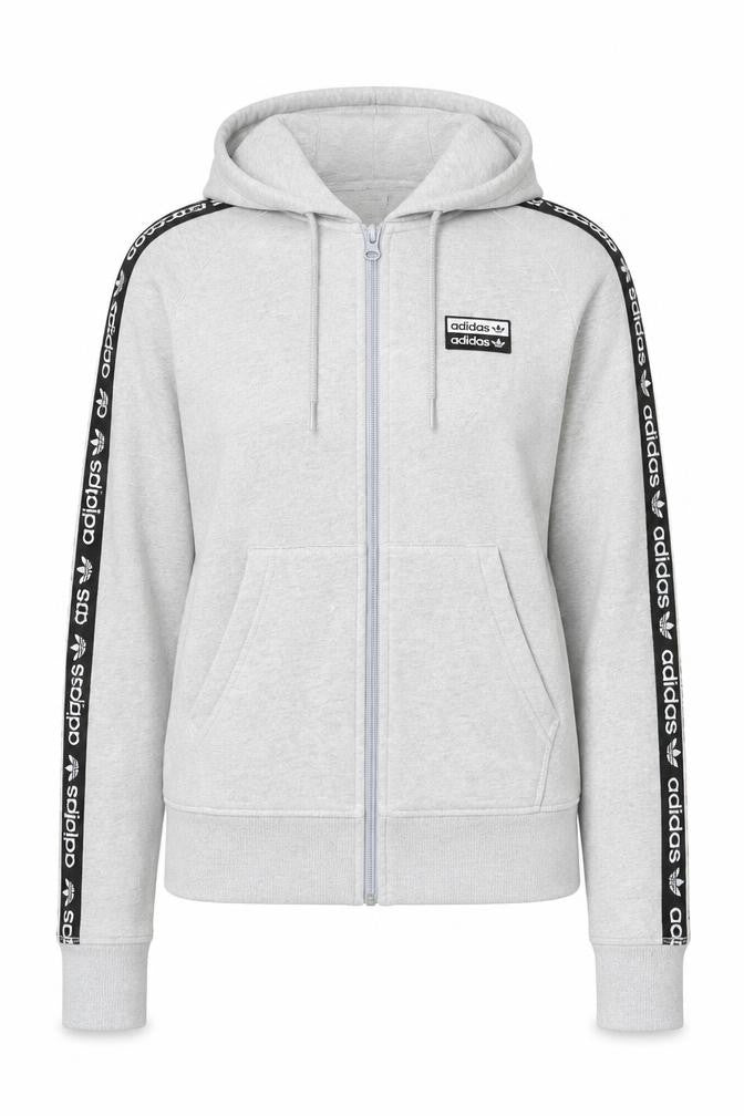 Womens UK 8 Regular adidas Grey Full Zip Hoodie