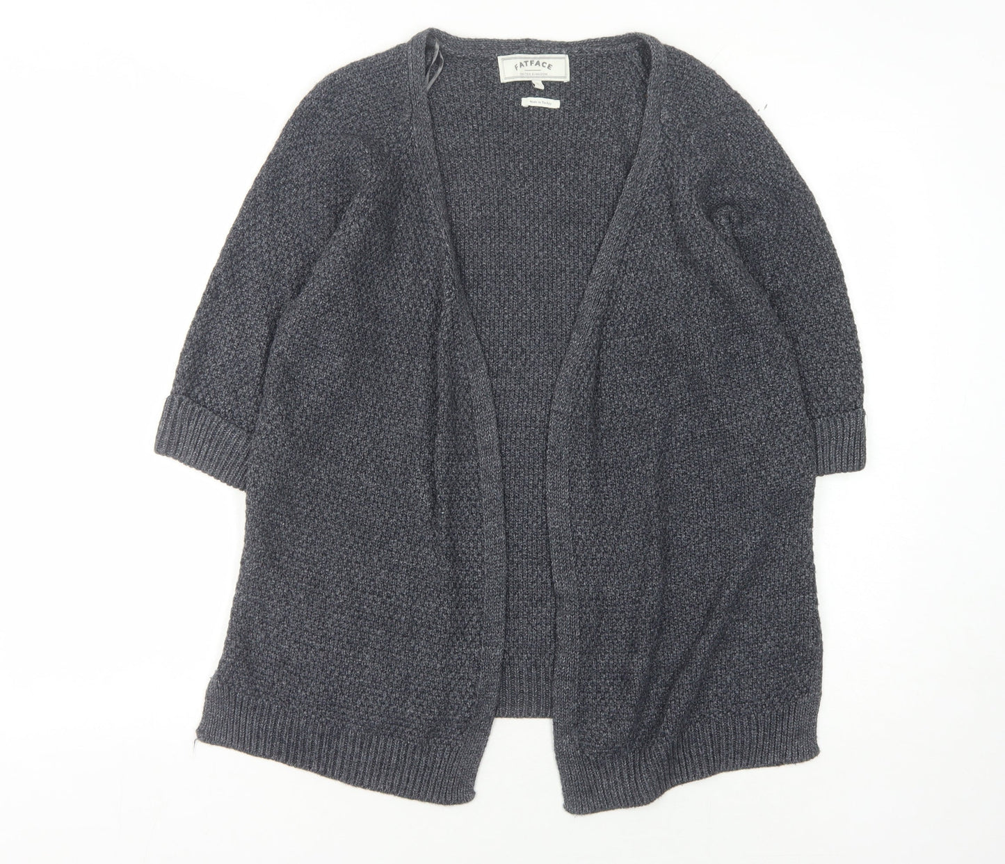 Fat Face Women's Blue Open Front Cardigan, Size S, Chunky Knit