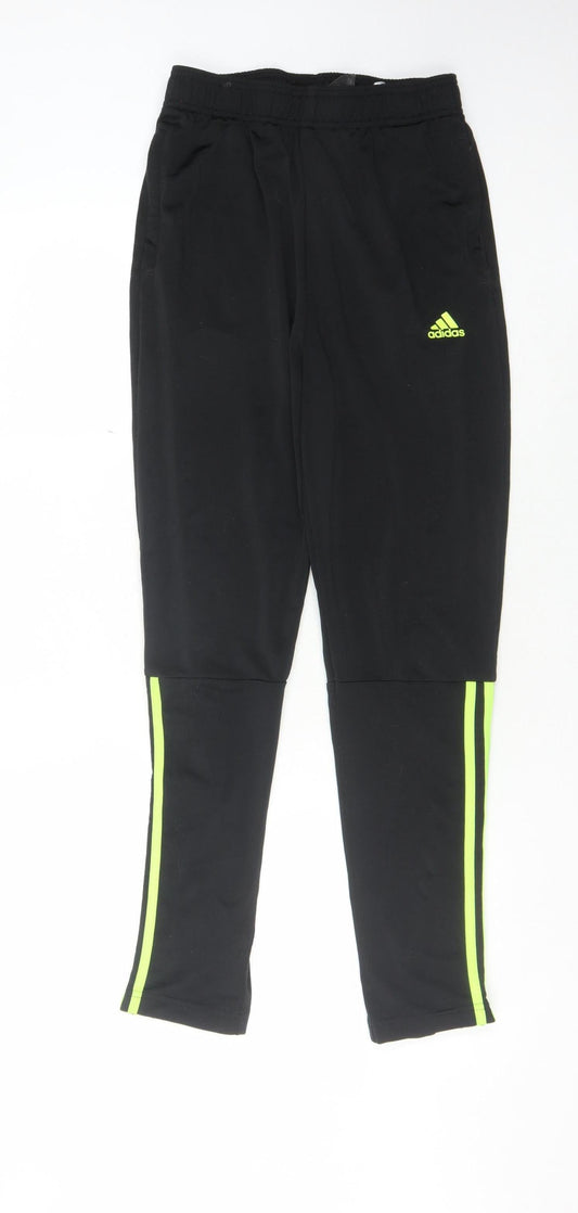 Adidas Boys Black Jogger Trousers with Side Stripe, Size 14