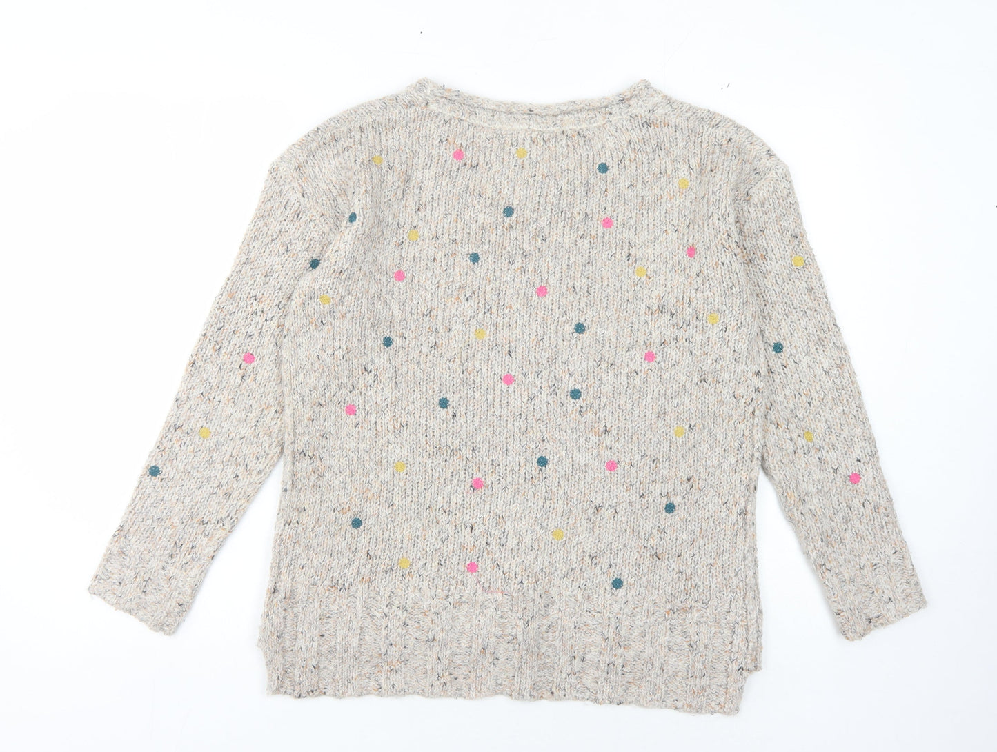 White Stuff Women's Beige Polka Dot Pullover Jumper Size 10