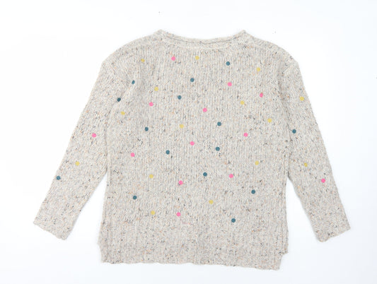 White Stuff Women's Beige Polka Dot Pullover Jumper Size 10