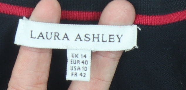 Laura Ashley Women's Black Striped Cardigan Size 14