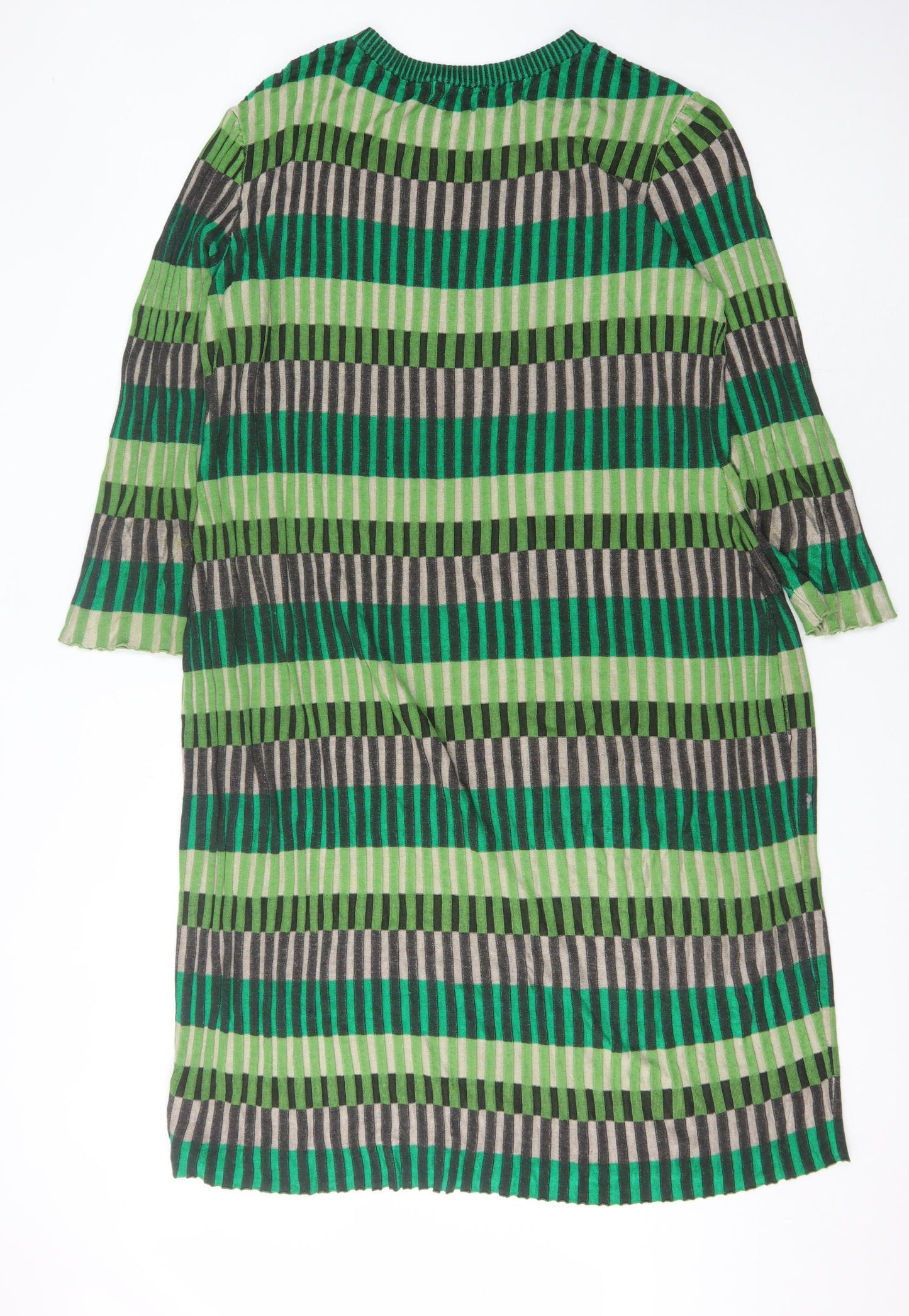Warehouse Women's Green Striped Dress 2XL