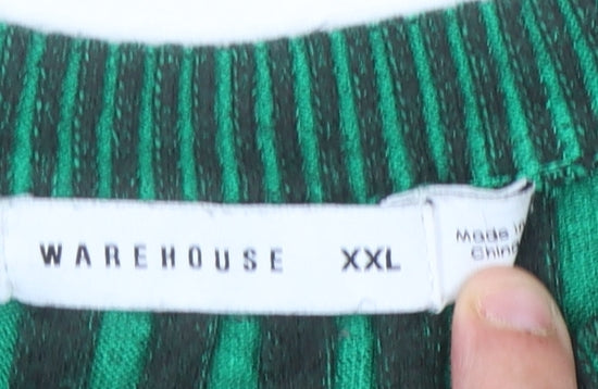 Warehouse Women's Green Striped Dress 2XL