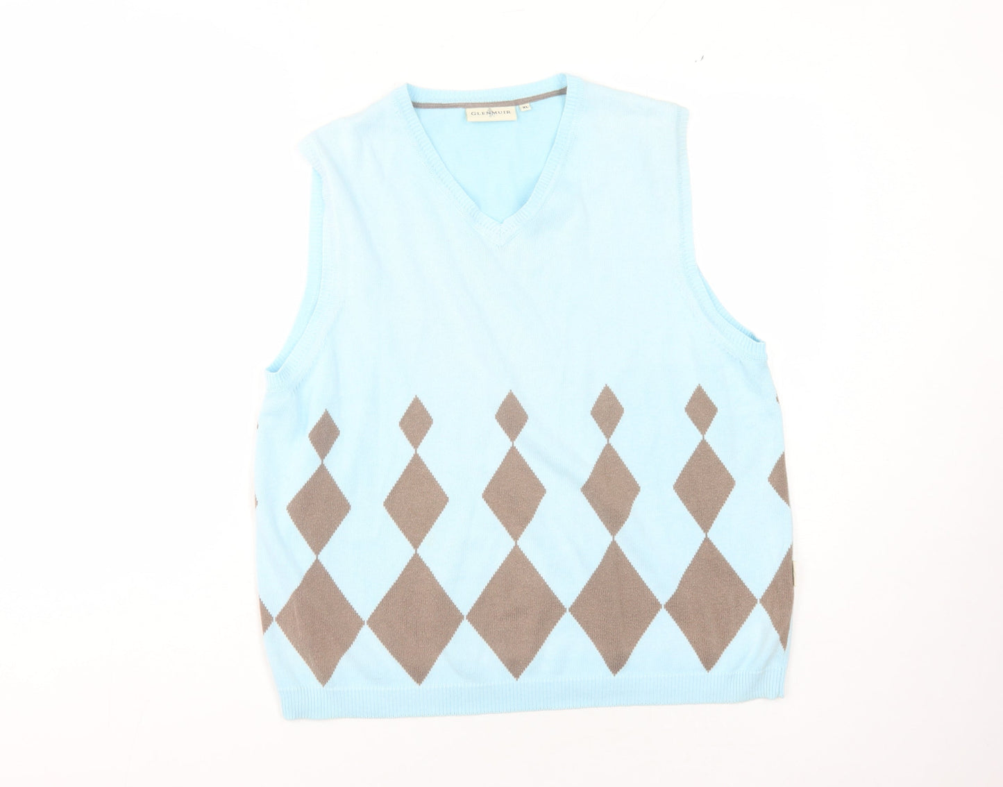 Glenmuir Men's Blue Argyle V-Neck Vest XL