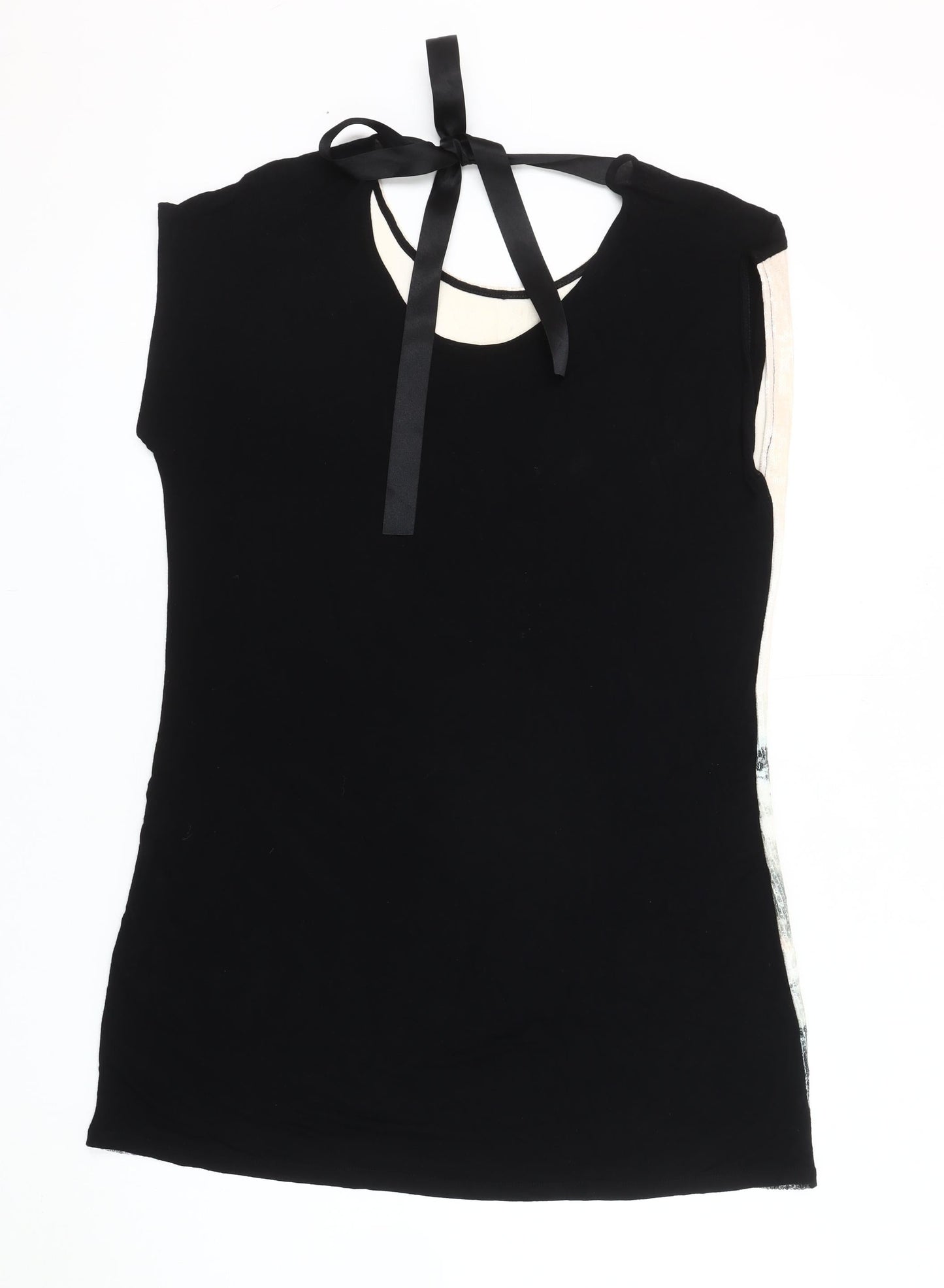 Next Women's Black Beige Sequin Sleeveless Top Size 14