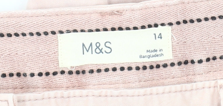 Marks and Spencer Women's Pink Cotton Trousers