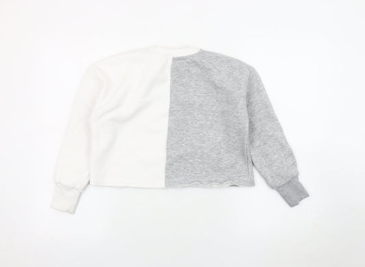 Holyfield Girls Colourblock Pullover Sweatshirt XS Grey White