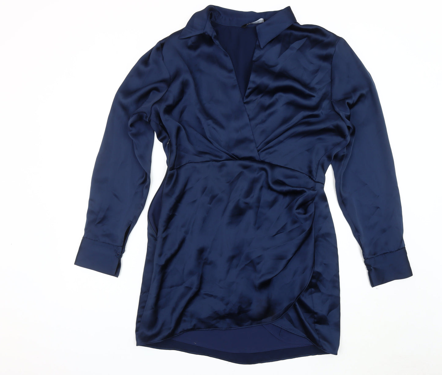 Zara Women's Blue Satin Wrap Dress XL Formal Wear