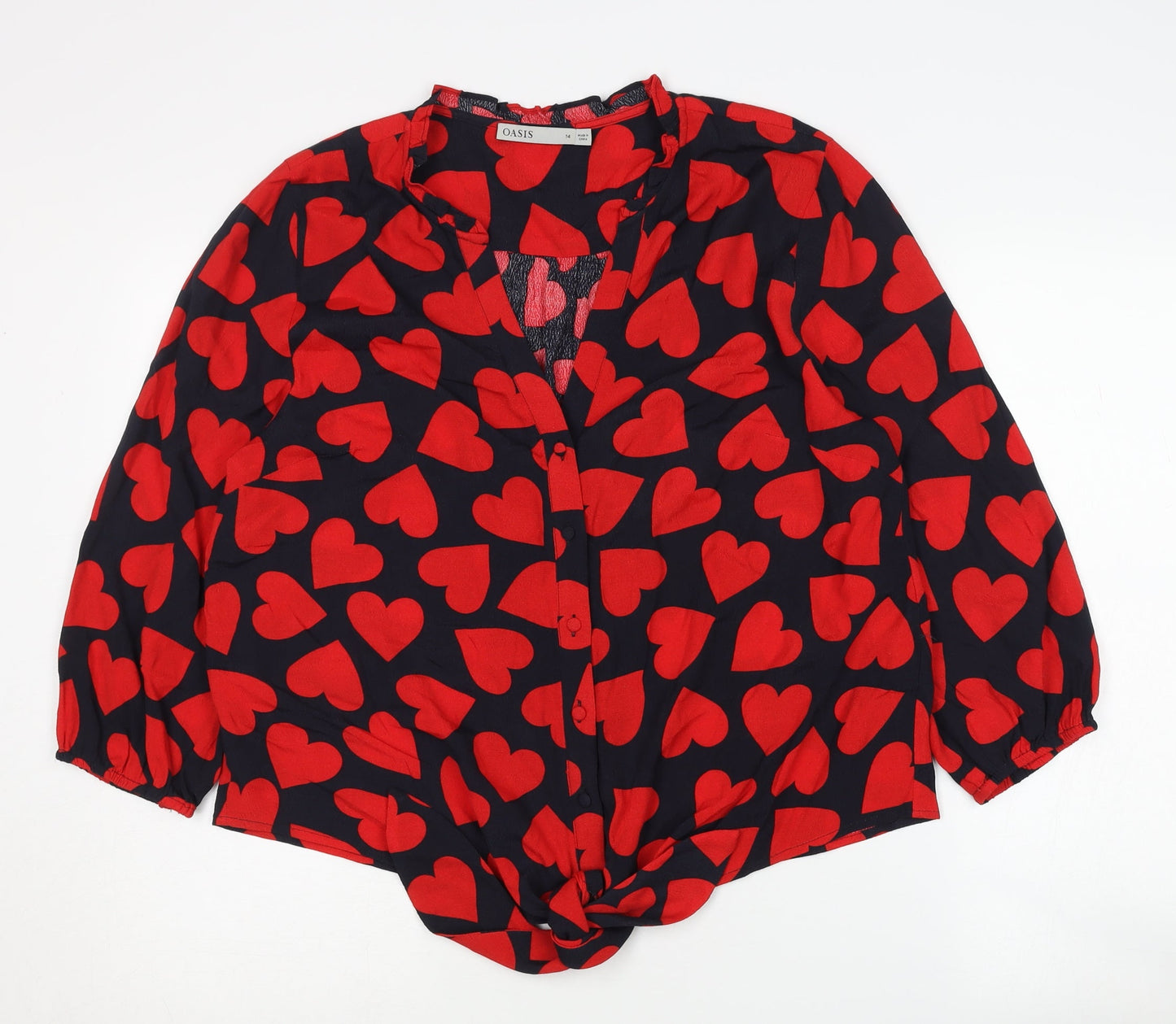 Oasis Women's Multicoloured Heart Blouse Size 14