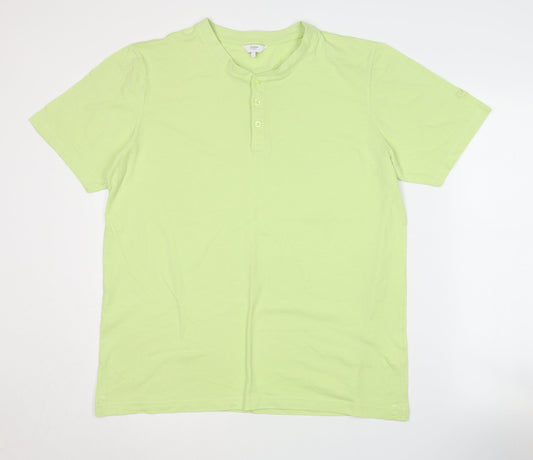 Cotton Traders Men’s Green Henley T-Shirt L