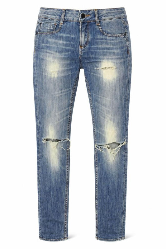 Firetrap Men's Blue Slim Tapered Jeans, 28 Waist, Distressed