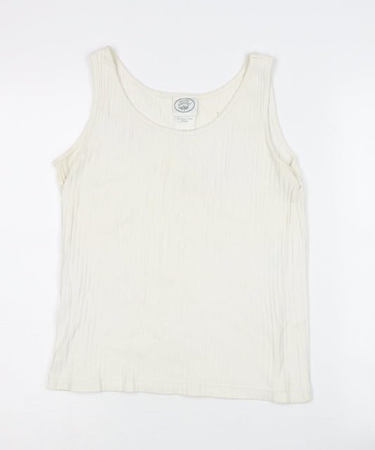 Laura Ashley Women's White Tank Top, Size S, Cotton