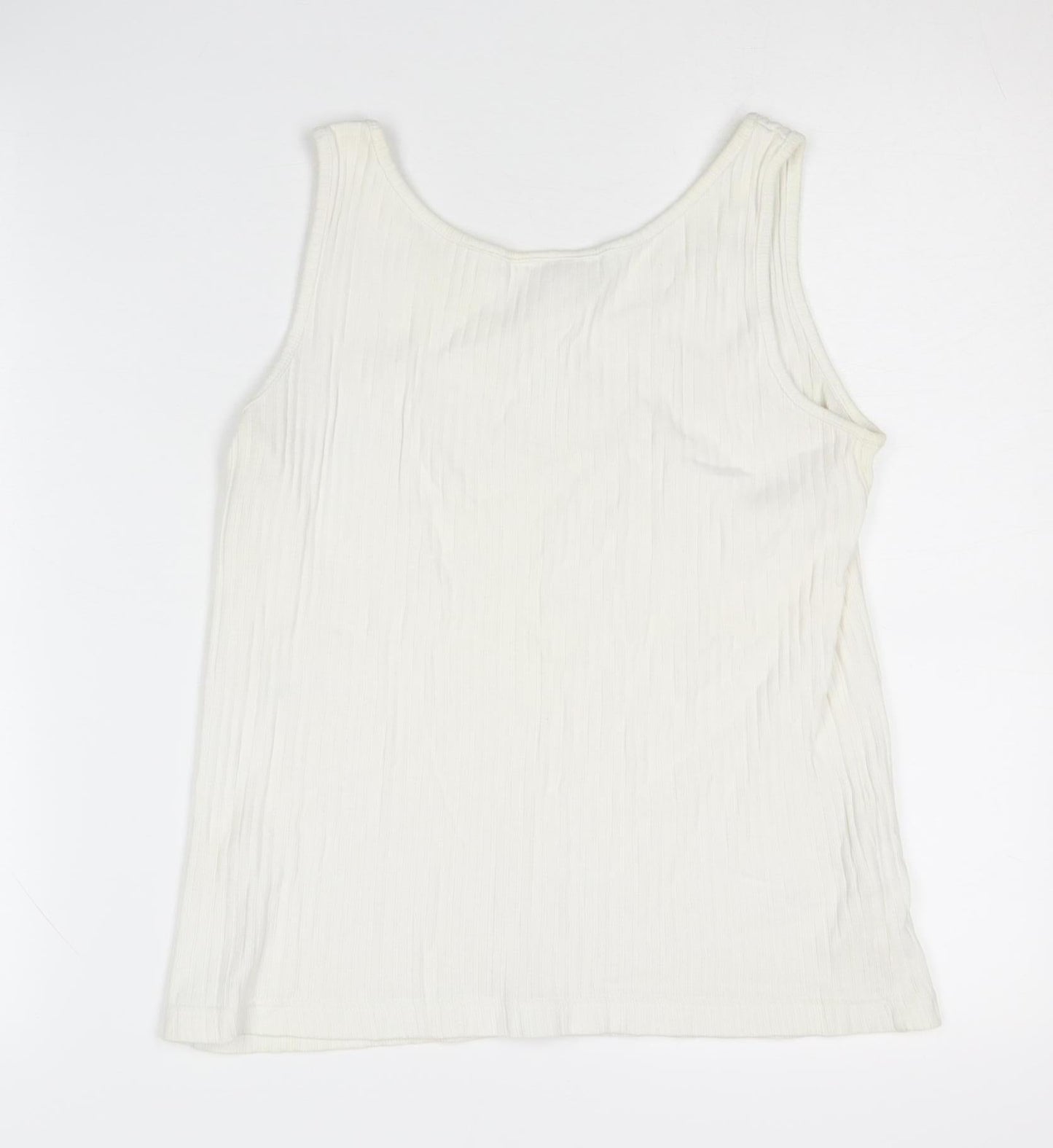 Laura Ashley Women's White Tank Top, Size S, Cotton