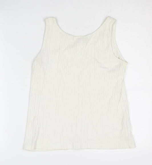 Laura Ashley Women's White Tank Top, Size S, Cotton