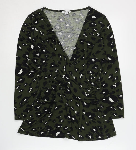 Sonder Studio Women's Green Wrap Top Size 14 V-Neck