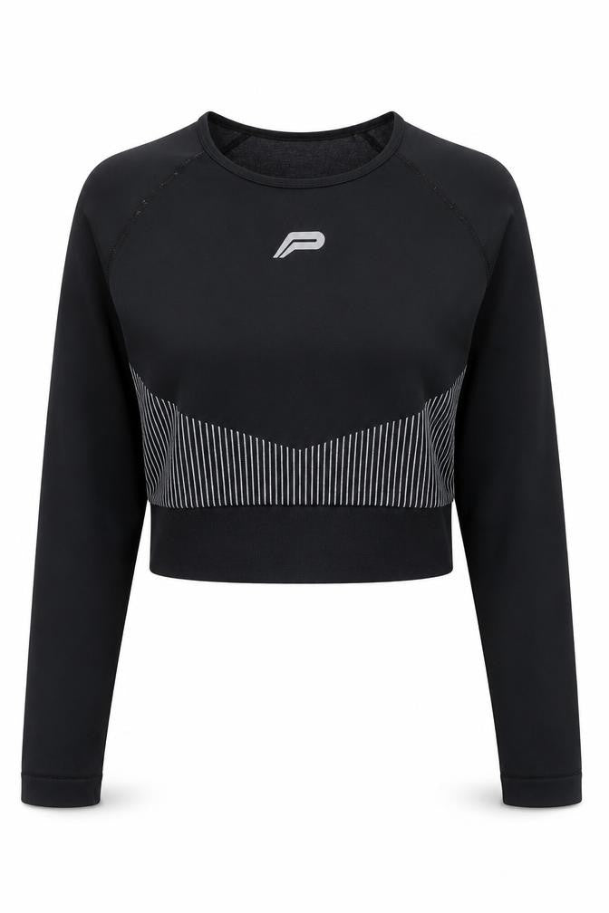 Pursue Fitness Women's Black Cropped Athletic Top L