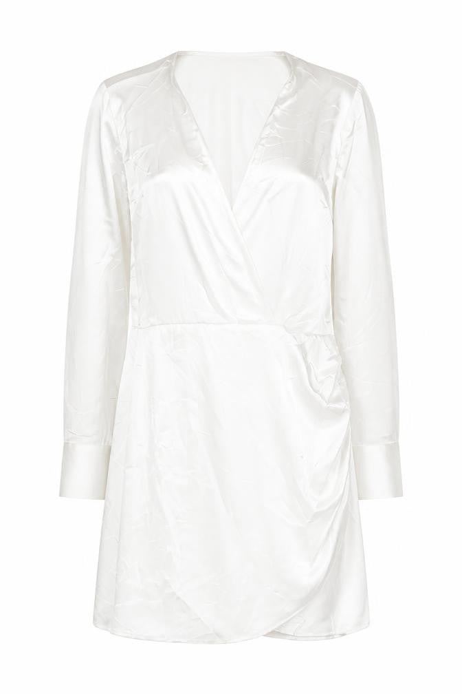 Zara Women's White Long Sleeve V-Neck Dress Size 12