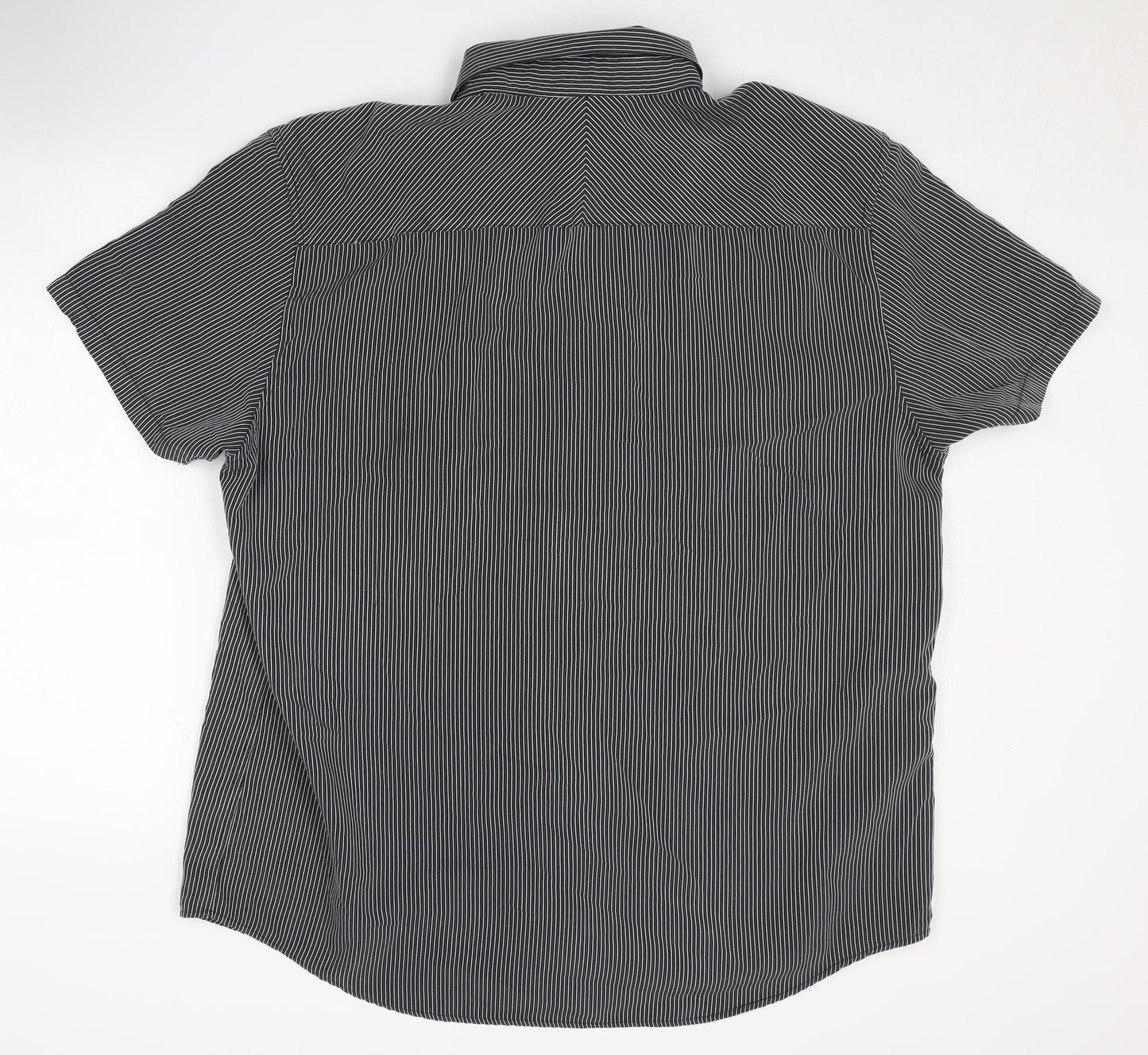 Thomas Nash Men's Black Striped Button-Up Shirt L