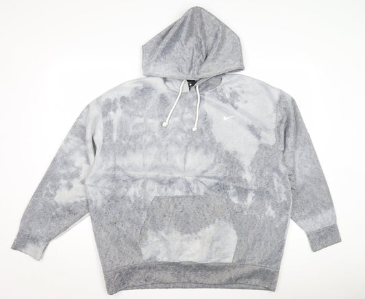 Nike Men's Grey Pullover Hoodie L Logo Design