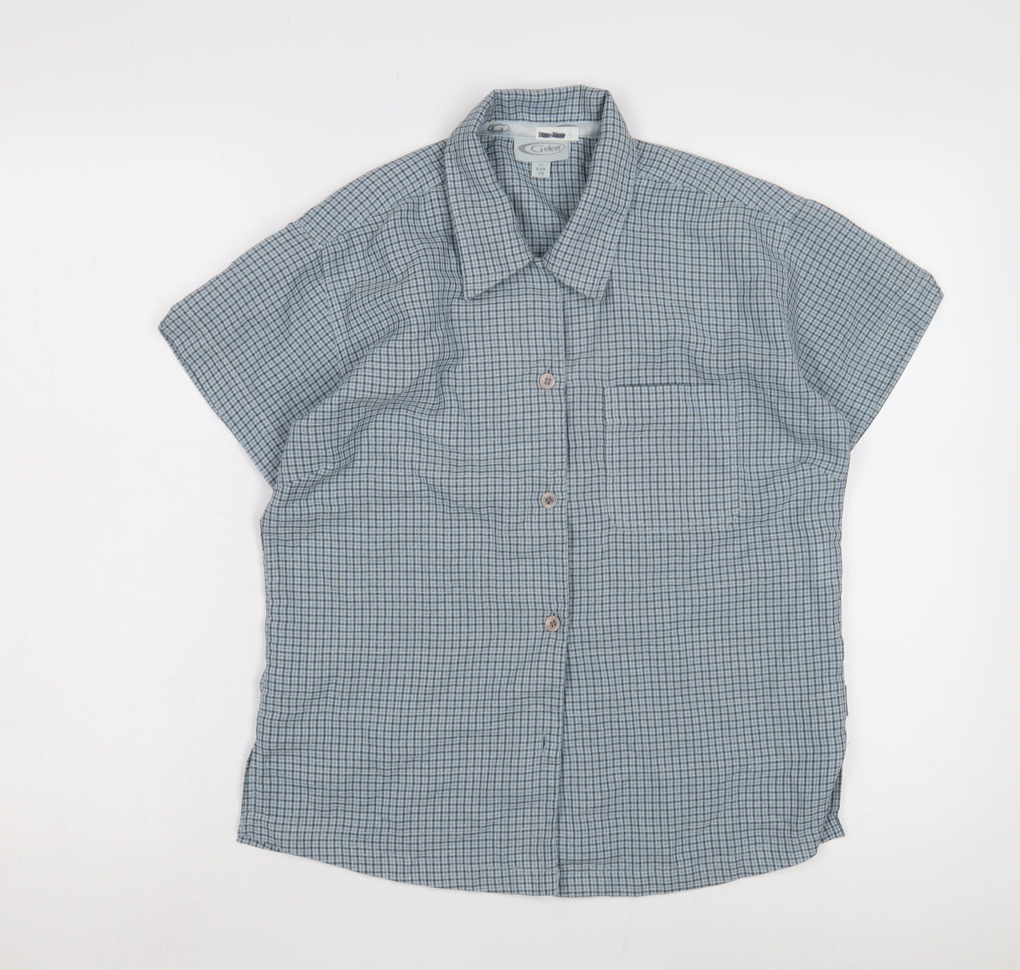 Gelert Women's Blue Check Button-Up Shirt, Size 12