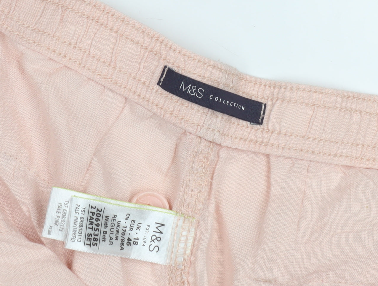 Marks and Spencer Women's Pink Wide-Leg Trousers Size 10