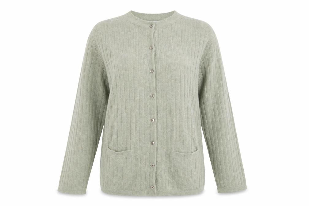 Womens UK L Regular Cotswold Collections Green Cardigan Cable-Knit