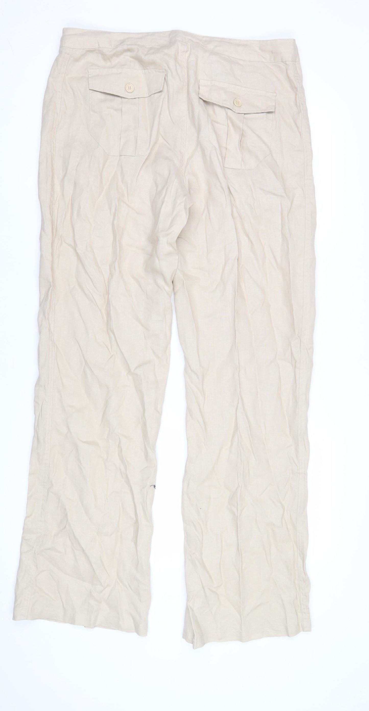 La Redoute Women's Beige Linen Trousers Size 14
