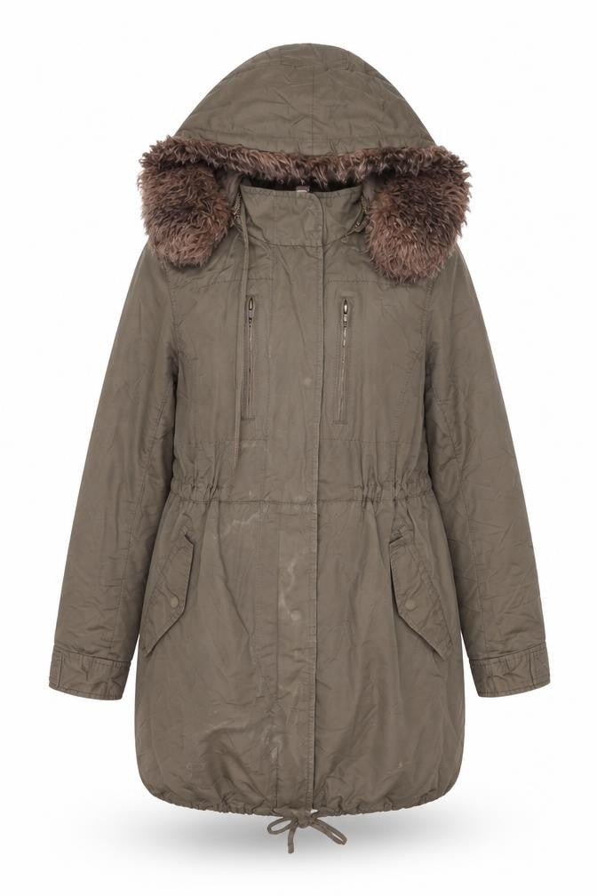 Front view of French Connection Women's Brown Parka Jacket, size 10