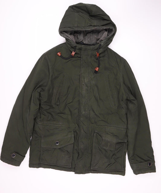 Jack & Jones Men's Green Parka Jacket Size L