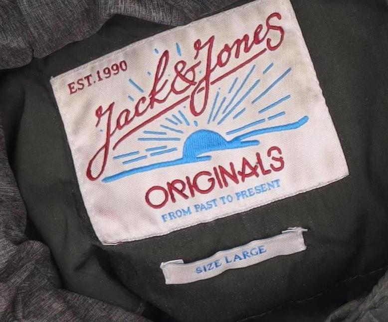 Jack & Jones Men's Green Parka Jacket Size L