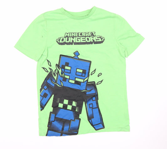 Minecraft Boys Green Graphic T-Shirt, 9-10 Years, Casual Wear