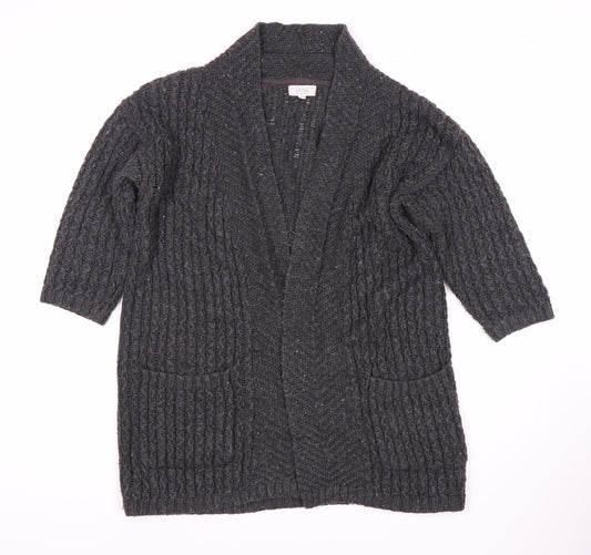 Fat Face Women’s Grey Cable-Knit Open Front Cardigan